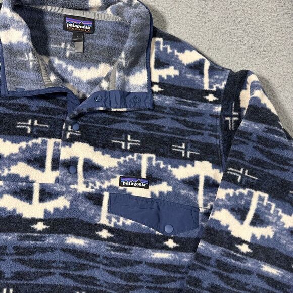 Patagonia Synchilla Pullover Mens L Snap-T Blue Aztec Geometric Fleece 25450 - Picture 2 of 12